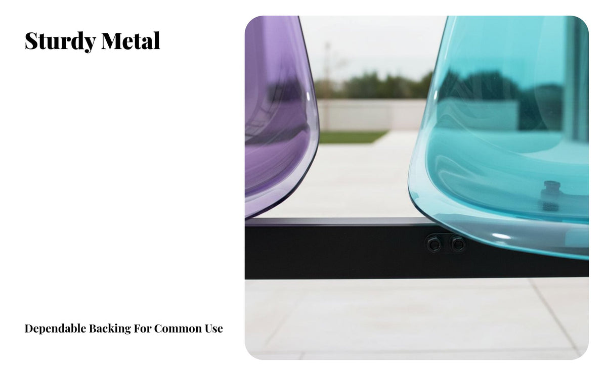 Colorful Options 3-Seater Transparent Bench Modern Design Gang Seating Bench Easy to Clean Long Seat Weather-Resistant for Event Planners, Property Managers, Business Owners, Parks, Outdoor Cafes, Waiting Areas, Shopping Malls