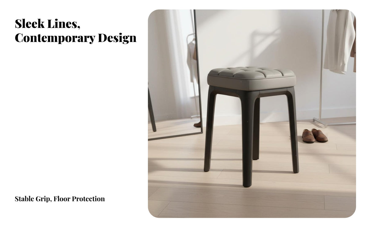 Space-Saving Plastic Dining Stool Comfortable Cushion Stackable Stool Lightweight Sturdy Construction for Homeowners, Families, Living Room, Bedroom, Entryway, Kitchen