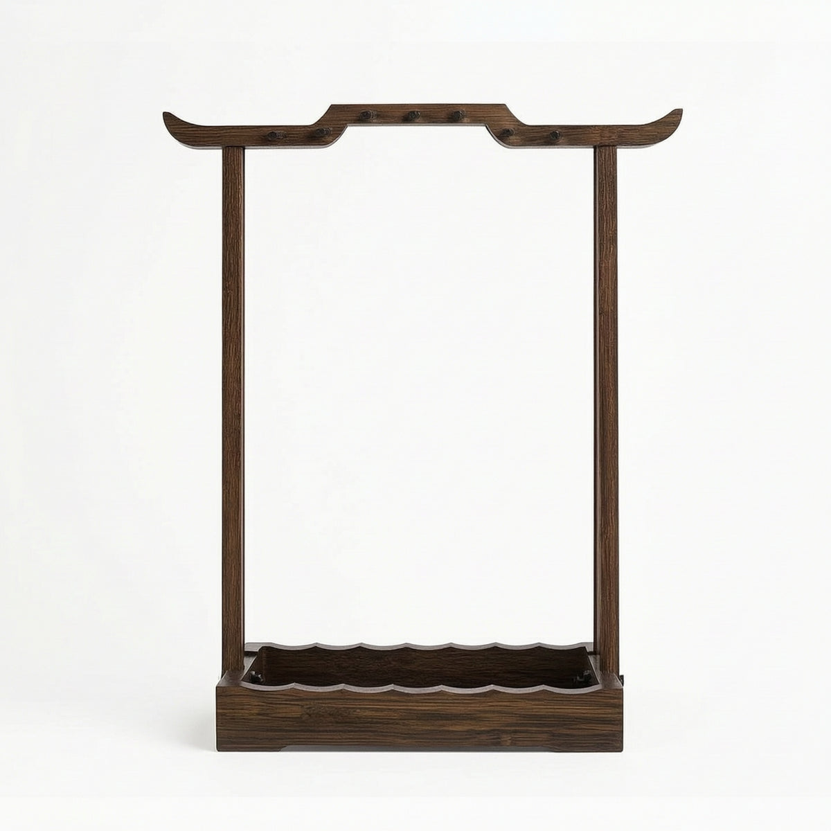 Bamboo Calligraphy Brush Rack 14-Hook Calligraphy Brush Holder with Tray Freestanding Hanging for Calligraphers