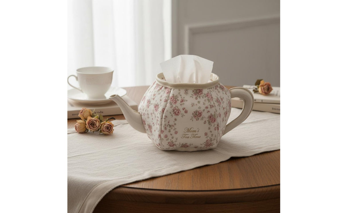Floral Teapot Tissue Box Fitted Top Home Decor Shabby Chic