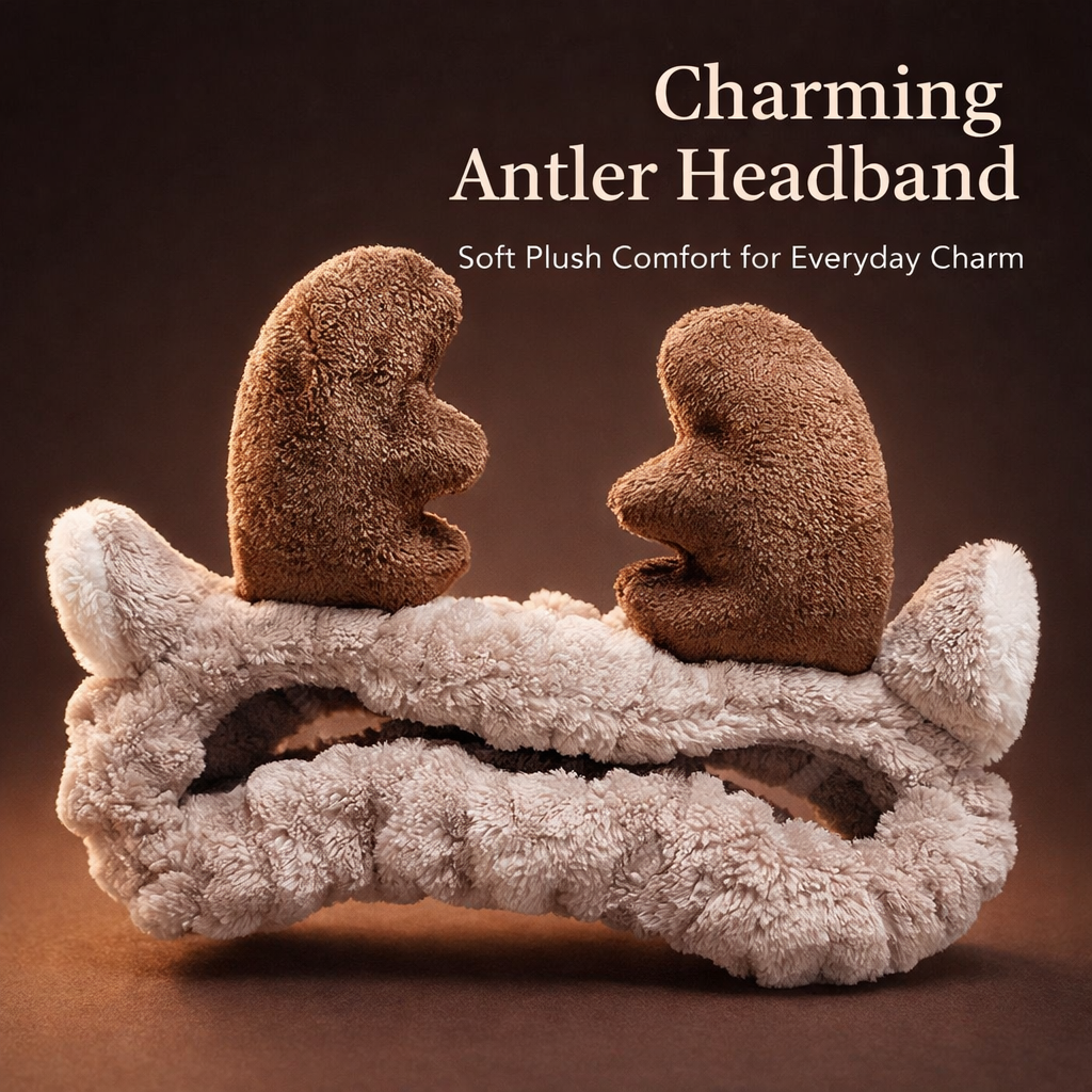 Animal Shaped Headband for Makeup and Face Washing, Soft Terry Hairband for Skincare, Deer Antler Unisex