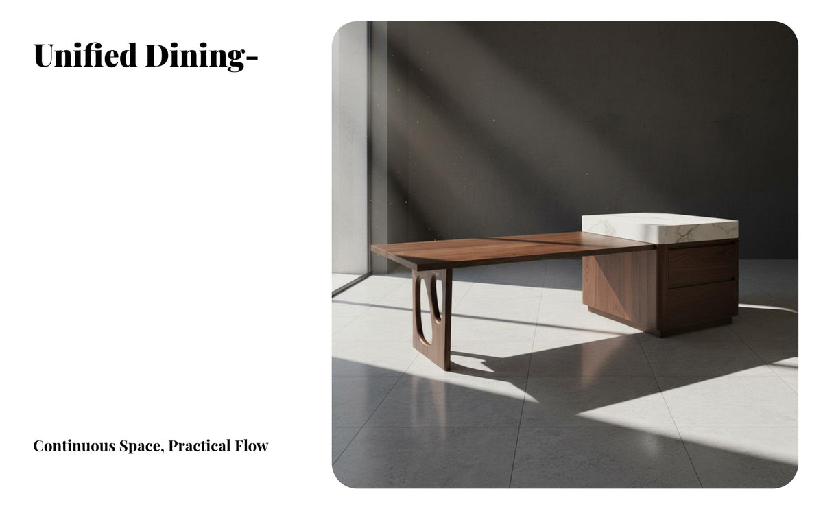 Extendable Island Dining Table Light Luxury stylistic Expandable Rectangular Table Modern Minimalist design and residence Furniture for Families, Hosts, Kitchen