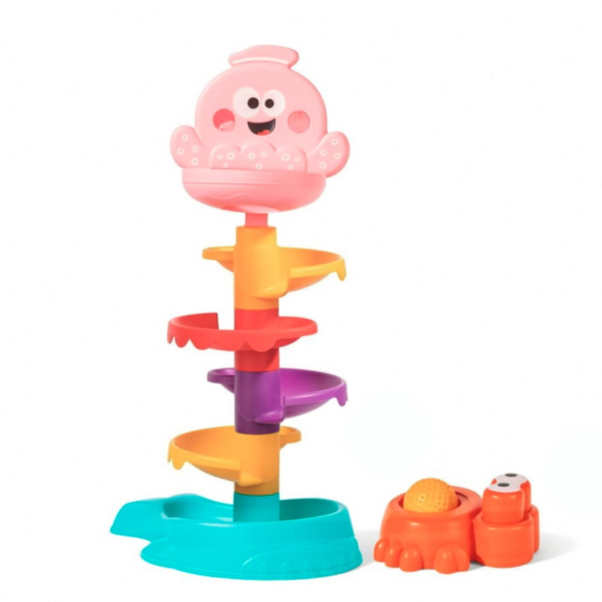Ball Launcher Toy with Five Balls Multi-Level Ball Drop Structure with Launcher Spiral Track Structure Textured Easy to Grip