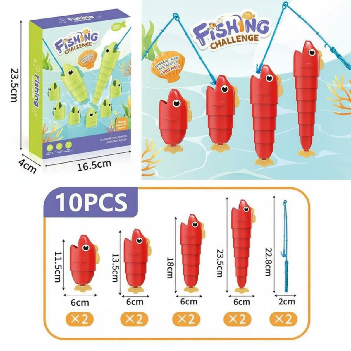 Telescopic fishing Toy Parent-Child Interaction Retractable fishing Game Set Educational for Kids, Preschoolers, Classroom