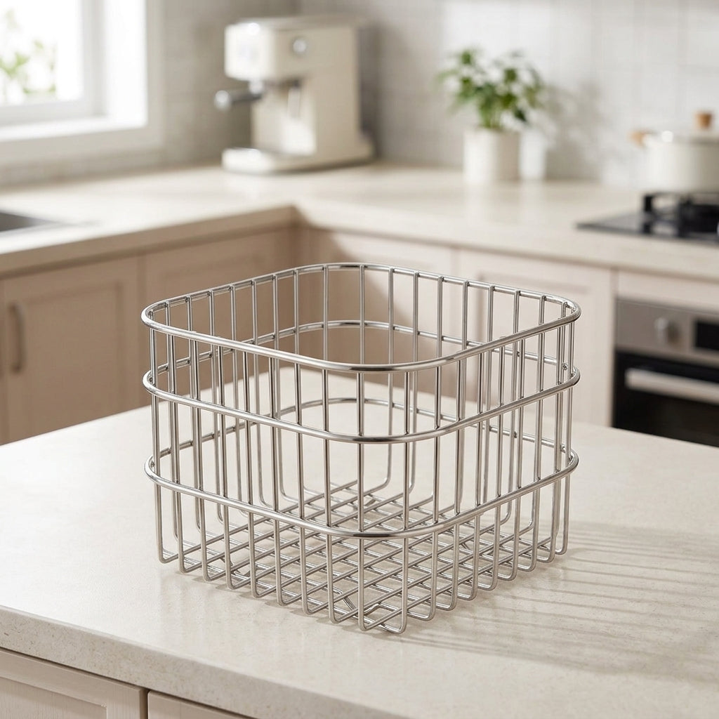 Stainless Steel Colander Kitchen Sink Drainer, 304 Stainless Steel Fruit Washing Basket and Vegetable Washing Basket, No Installation Required