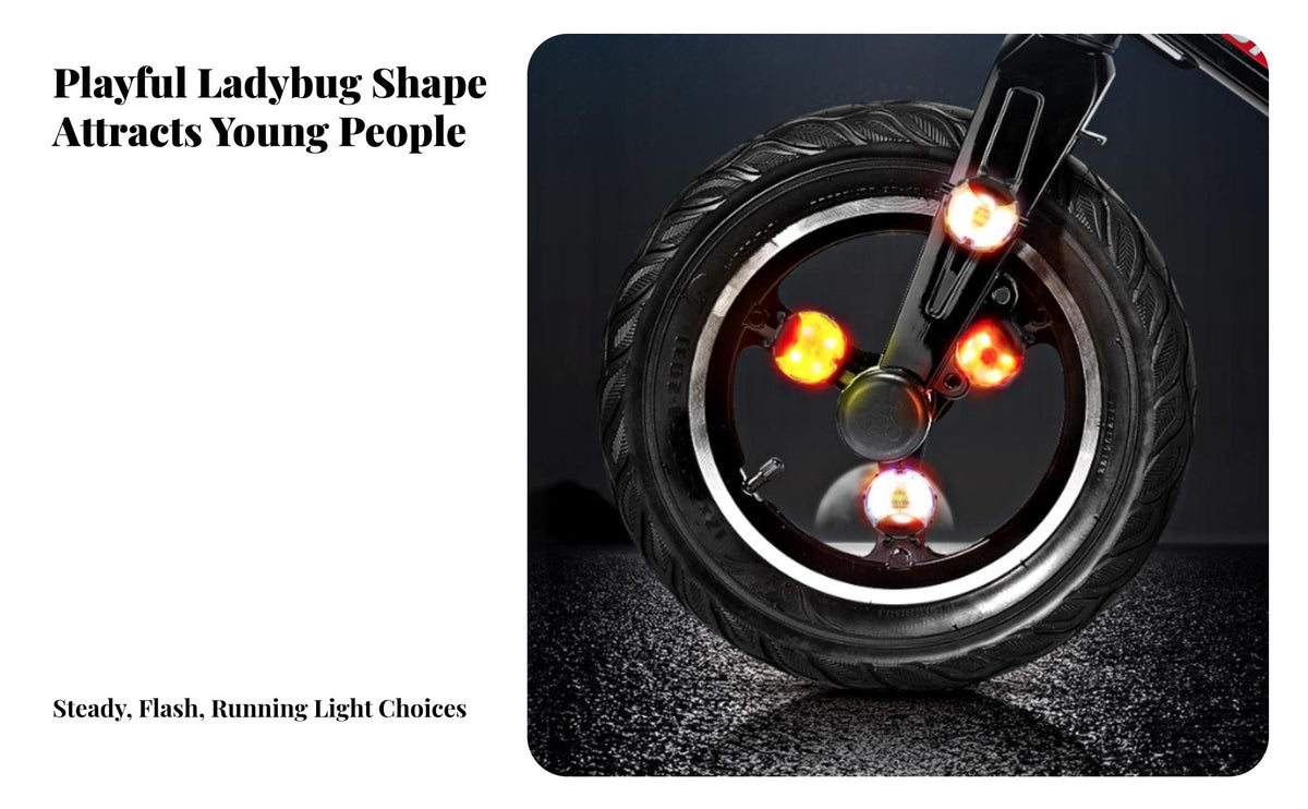 Increases Night Visibility Ladybug Bike Light Easy Installation Two-Wheeler Spoke Light Long-Lasting for Children, Outdoor Activities