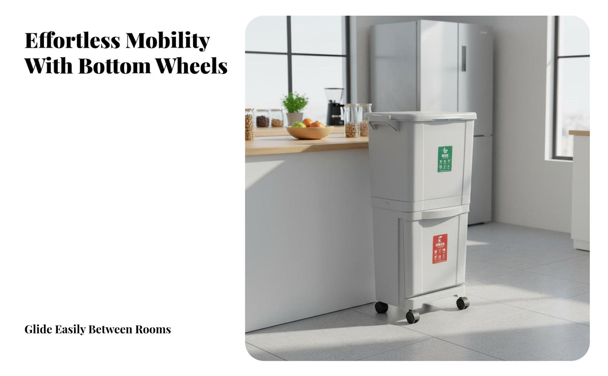 Double-Layer Trash Can Large Capacity Damp and Dry Separation Bin With Wheels Dry Wet Separation Bin