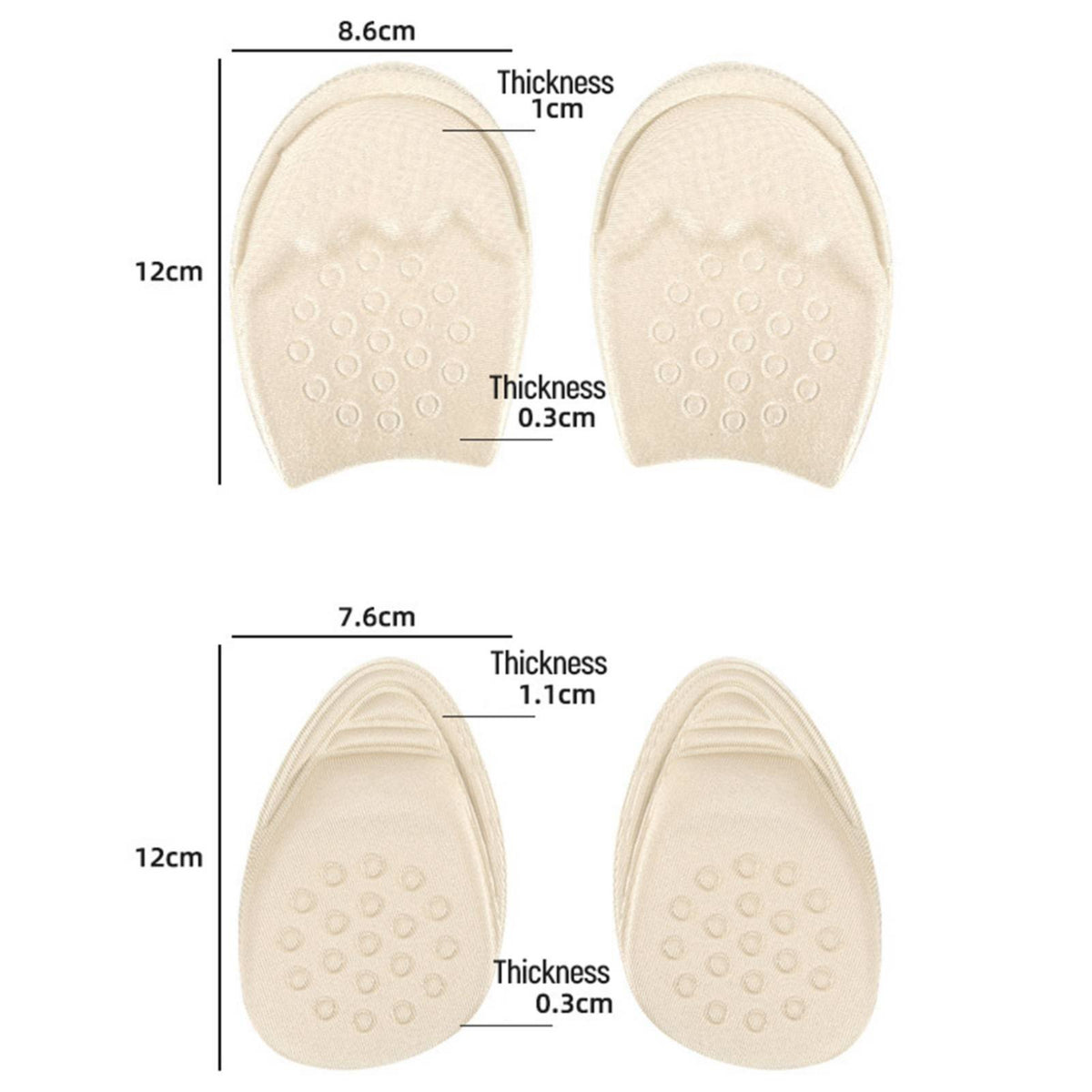 Shock-Absorbing Forefoot Pad Anti-Slip High Heel Insert Reusable Ball of Foot Cushion Washable for Women, Walking