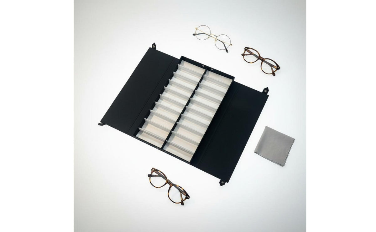 Large Capacity 20-Slot Glasses Display Case with Double Lid