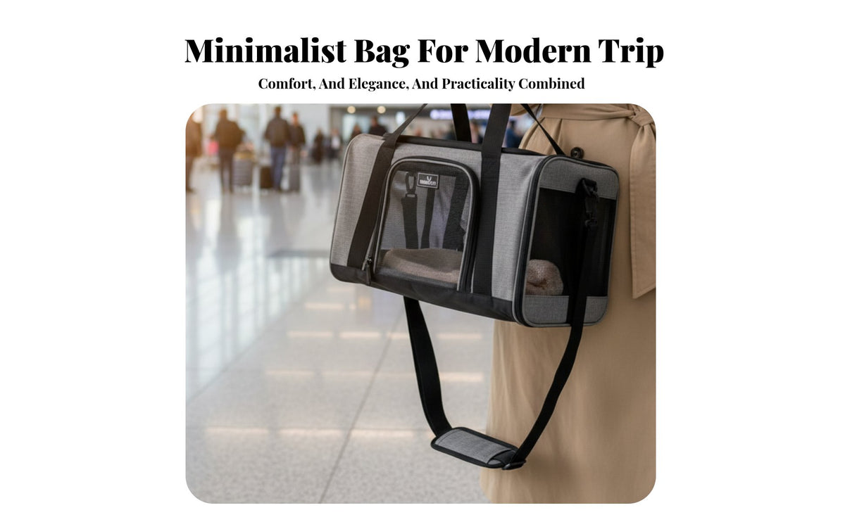 Lightweight Soft-Sided Pet Carrier Adjustable Shoulder Strap Airline Approved Cat Carrier Sturdy Material Underseat Pet Travel Bag Internal Safety Leash for Travelers, Airplanes, Car Trips, Airports, Vet Visits