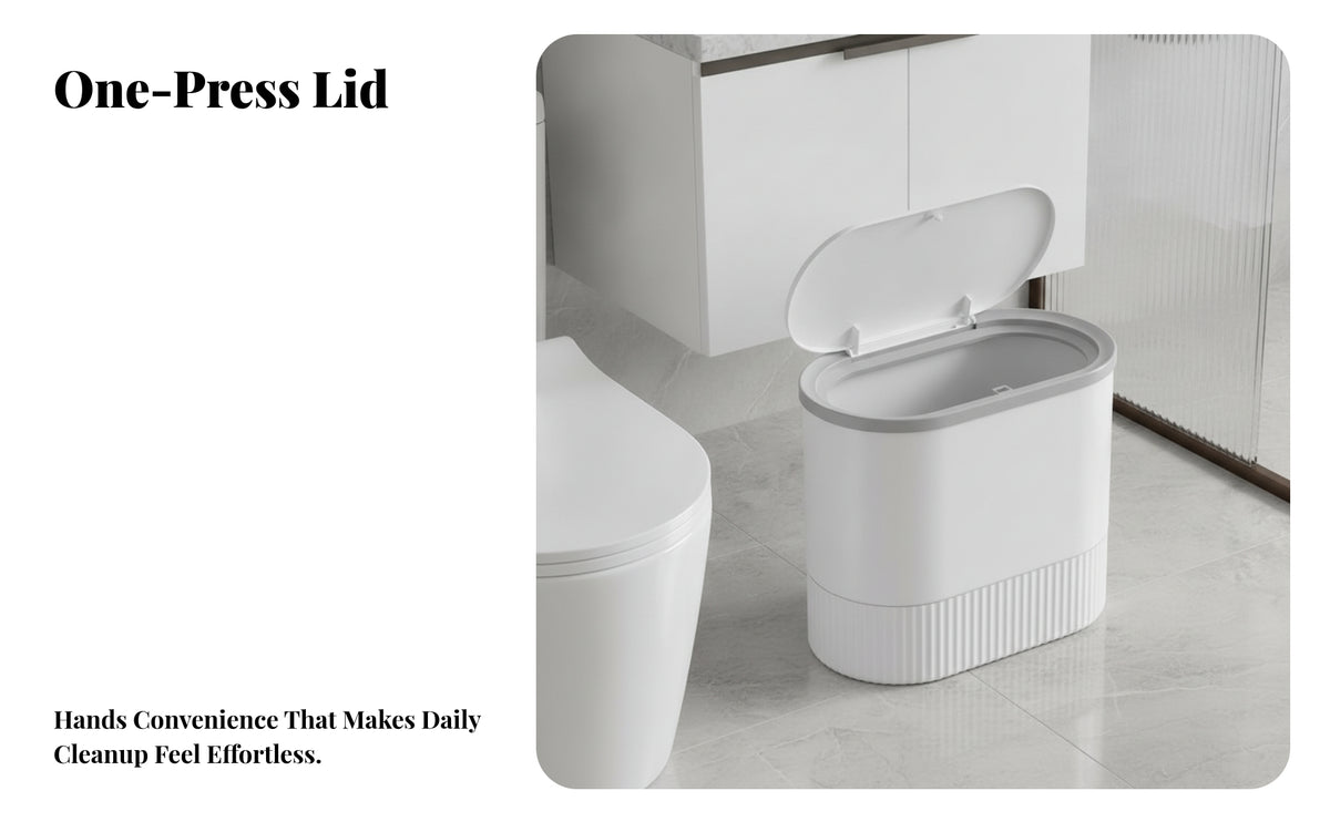 Space-Saving Trash Can with Lid | Compact Upright Form, Small toilet Trash Can with Lid, for Toilet