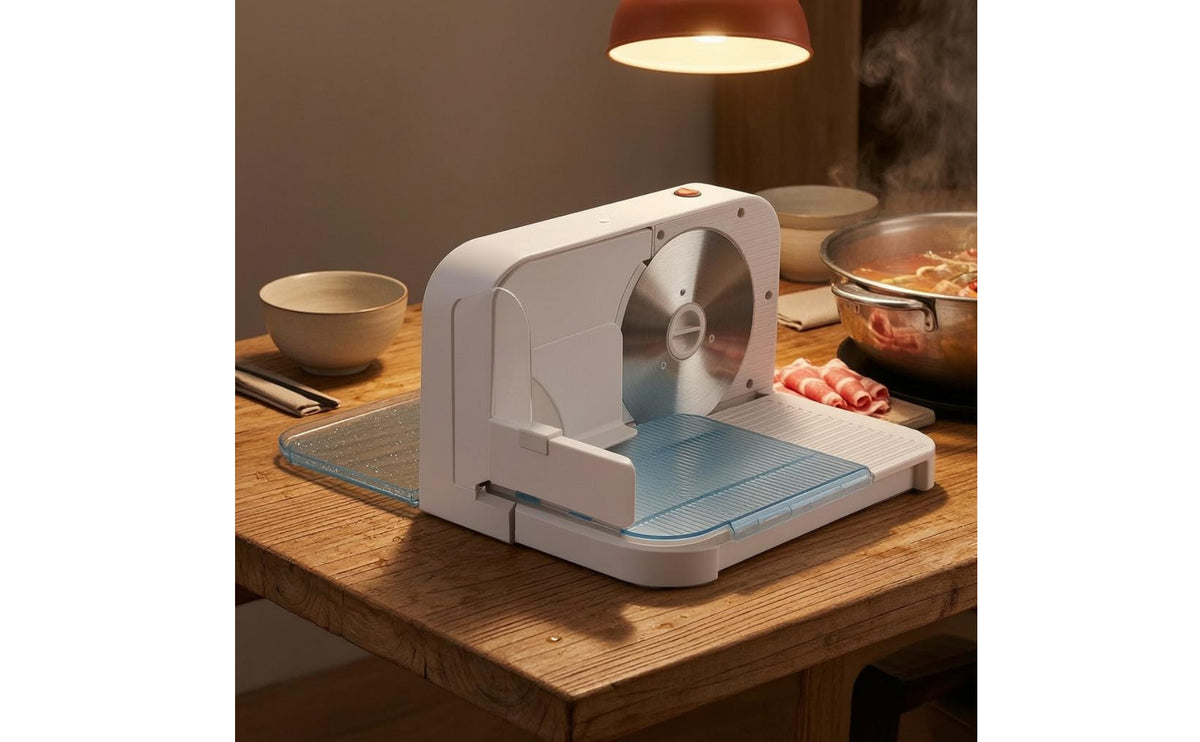Compact Foldable Meat Cutter Circular Blade Electric Meat Cutter Transparent Tray