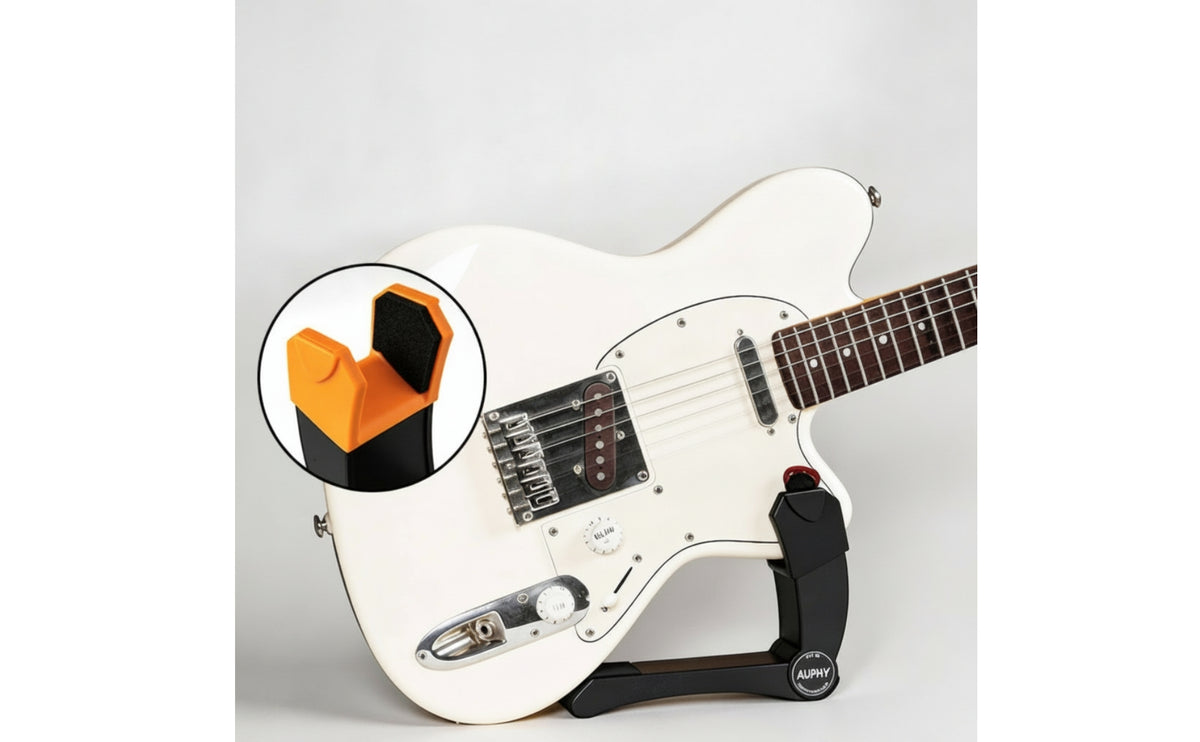 One-Button Adjustment Foldable Guitar Stand Wide Curved Base Folding Guitar Stand Angled Cradle Music Accessory Slimline for Floor Use