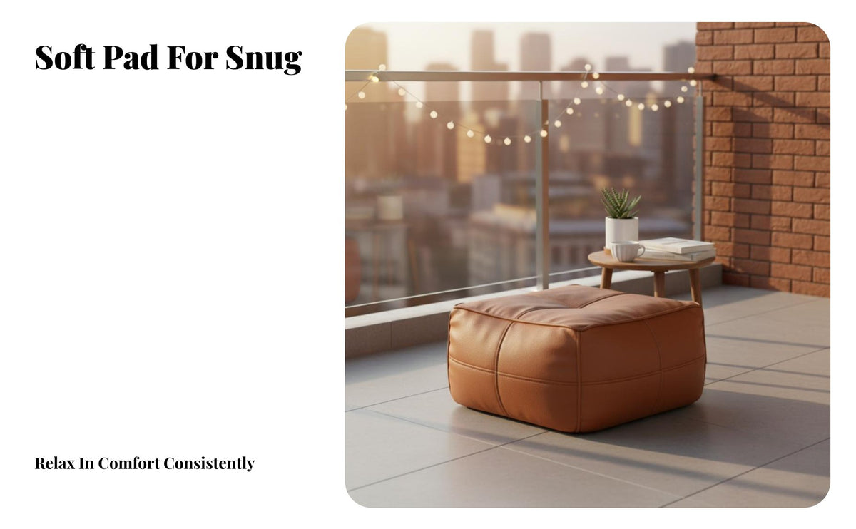 Faux Leather Finish Cube Pouf Multi-Functional Ottoman adaptable Use Footstool Comfortable for Apartment Dwellers, Homeowners, home enthusiasts, Living Room, Balcony, Entryway, Bedroom