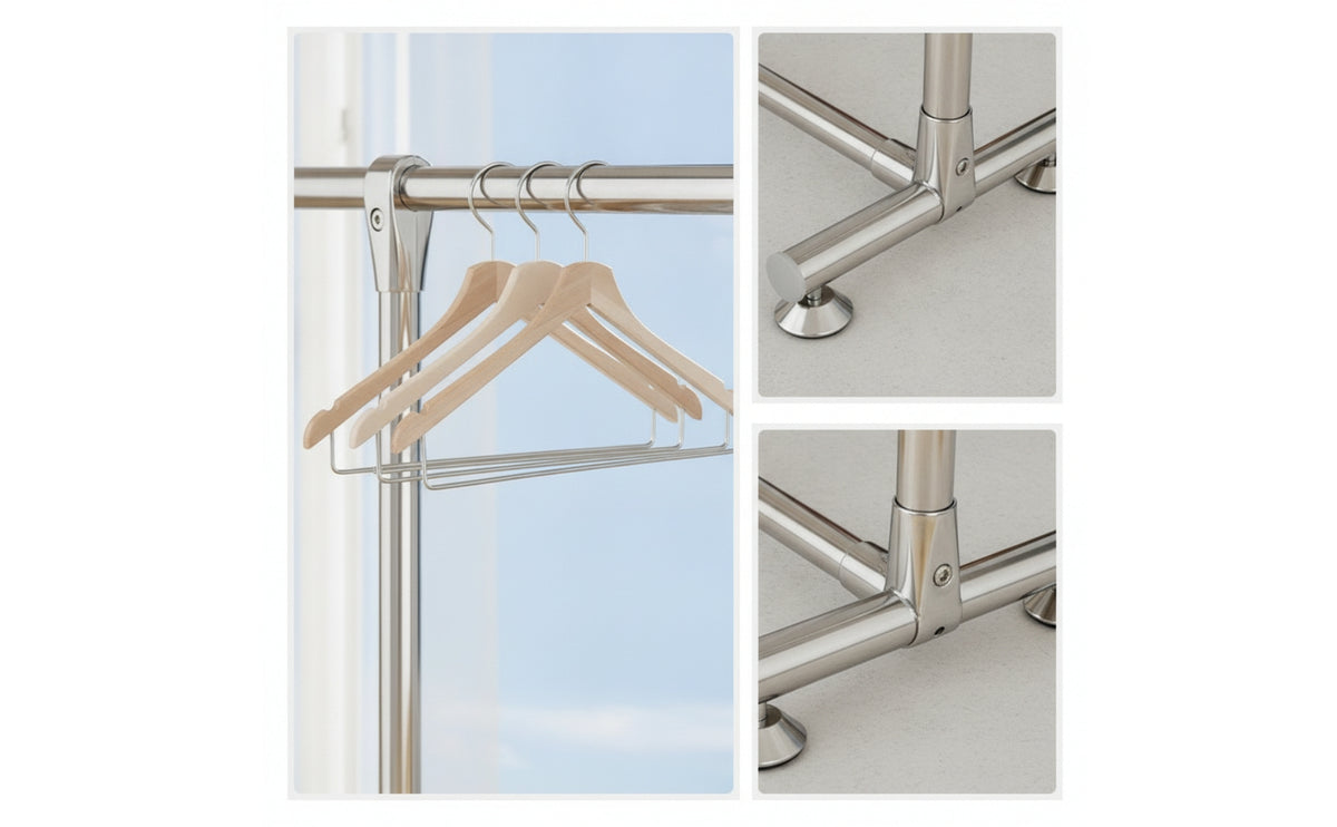 Stainless Steel Clothes Drying Rack Foldable Folding Clothes Drying Rack Telescopic Freestanding for Balcony, Bedroom