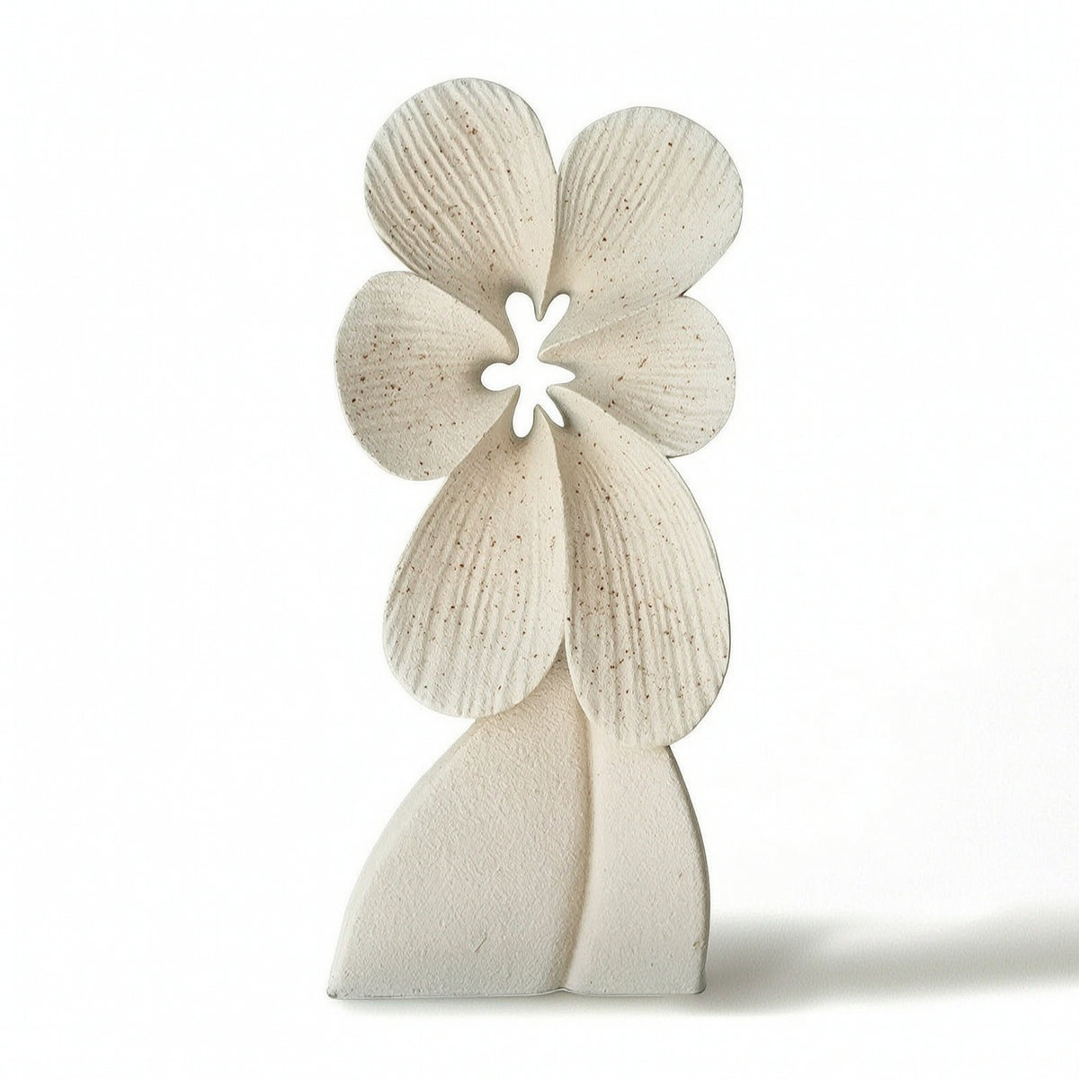Floral Sculpture Cream-Colored Decorative Piece Figurine Textured Tabletop Decor for Entryway, Office Reception