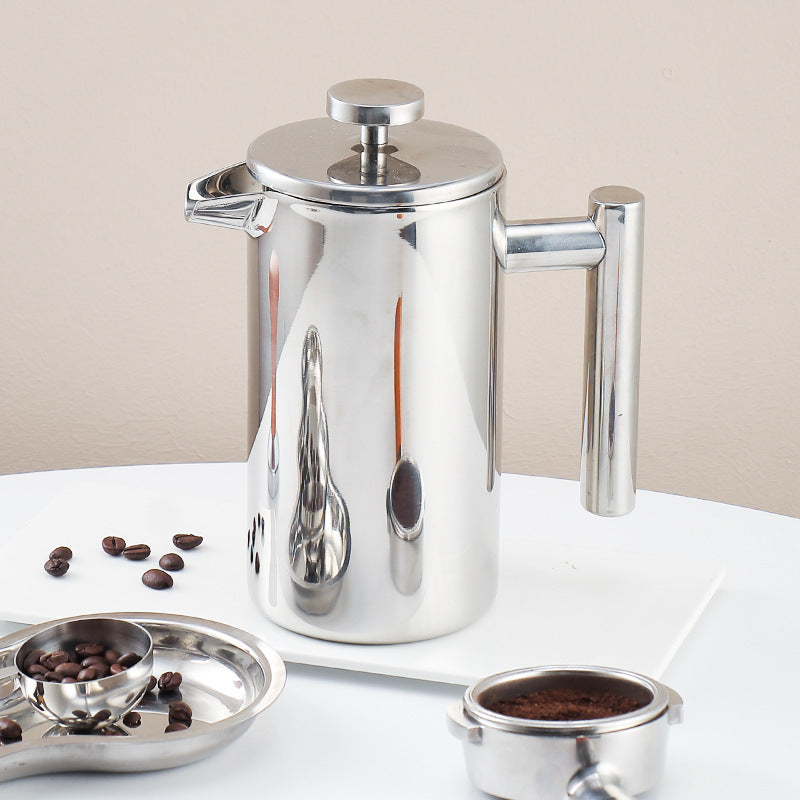 304 Stainless Steel French Press Coffee Maker with Double-Layer Filter