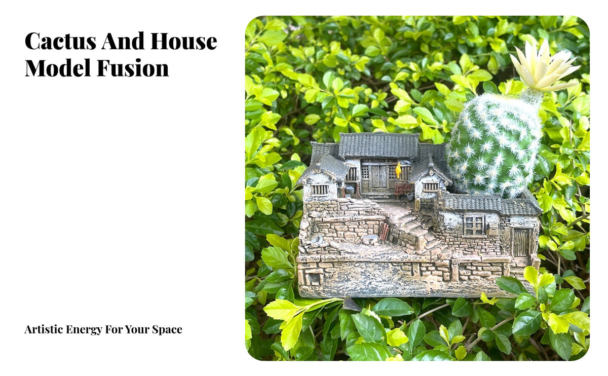 Traditional Chinese House Model Intricate Details Resin Traditional House Model Lifelike Detail Micro Landscape Building Pot for Plant Lovers, Desktop