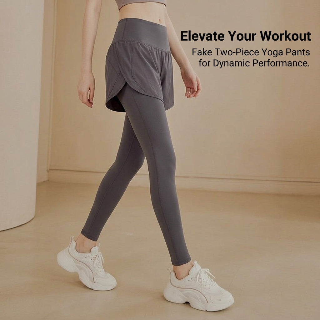 Leggings for Women UK High Waist Gym with Control, Two Piece Appearance Design for Running and Fitness, Pants with Elastic Waistband