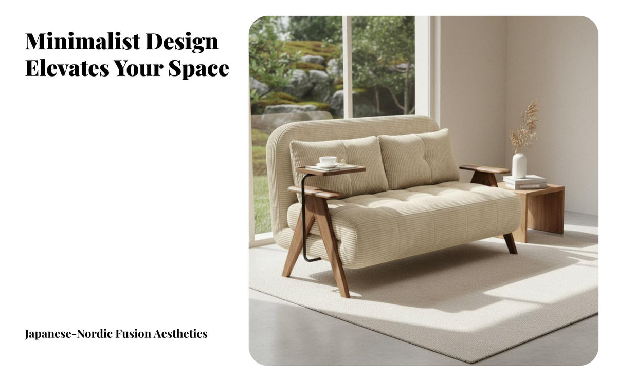 Foldable Design Fold-unfold Wooden Frame Couch Space-Saving Tri-Fold Sleeper Loveseat two-in-onePurpose Sofa Bed dense foam Cushioning for Apartment Dwellers, Students, Homeowners, Small Spaces, Living Room, Bedroom, Home Office