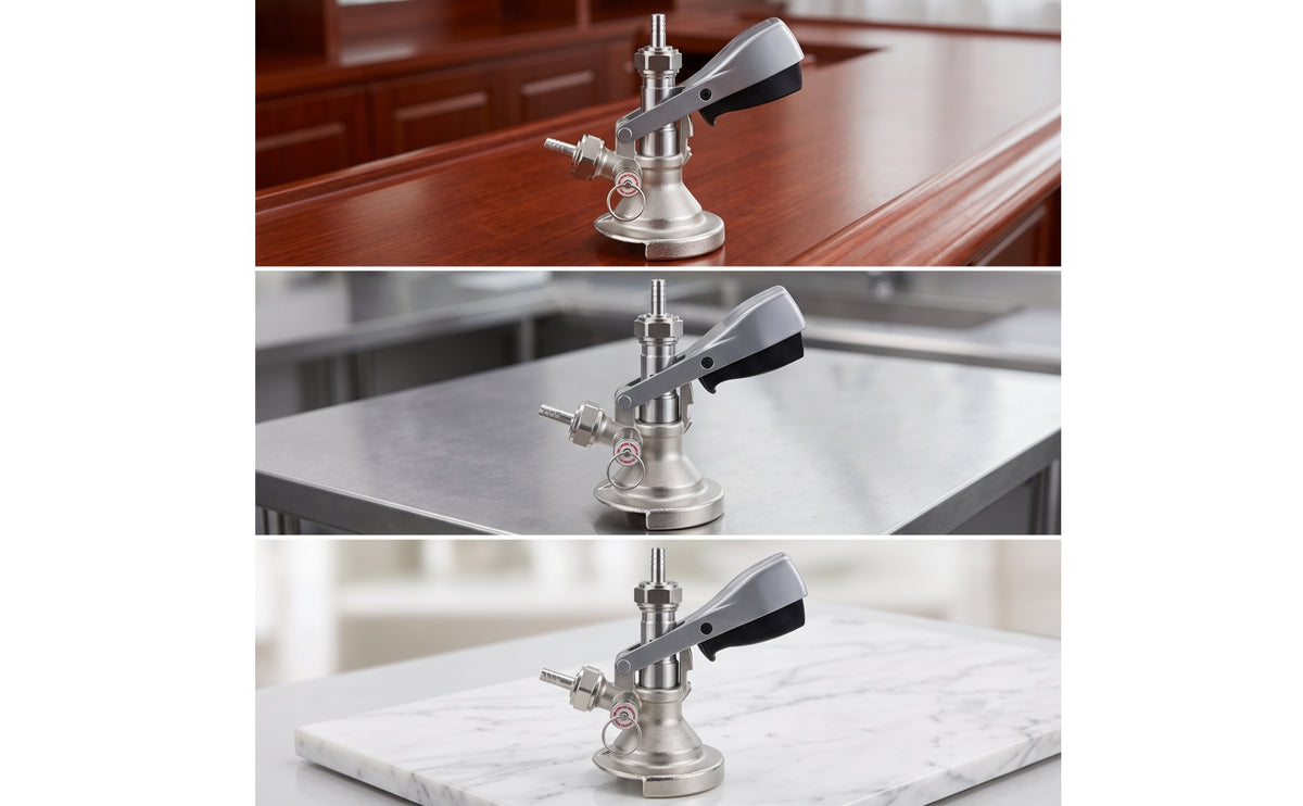 Beer Keg Dispenser Tapping Brushed Silver Keg Coupler with Pressure Relief Pressure Release Mechanism Sturdy for