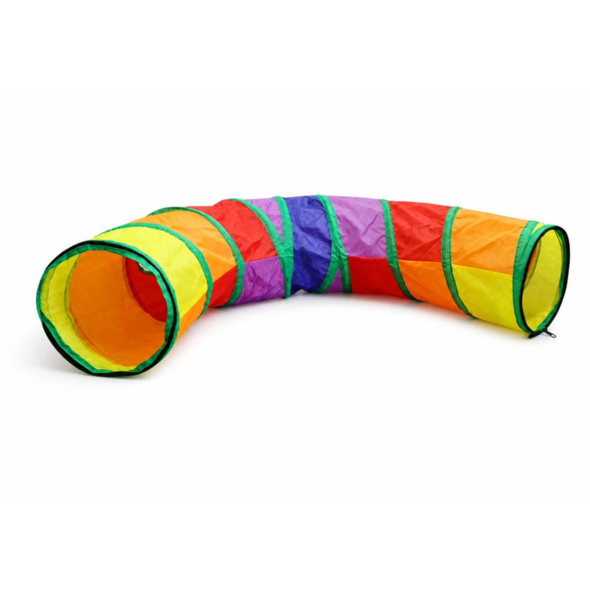 Open-Ended Zipper-Connected Rainbow Play Tunnel Striped Small Pet Plaything Portable Rainbow Cat Tunnel