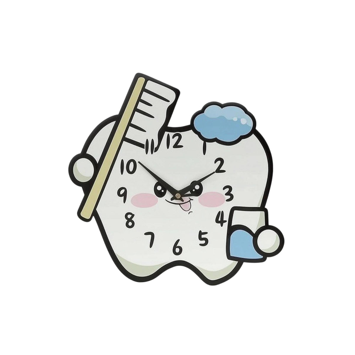 Oral Health-Themed Wall Clock Easy-to-Read Tooth Shaped Clock Hanging for Pediatricians, Kids, Pediatric Office, Classroom