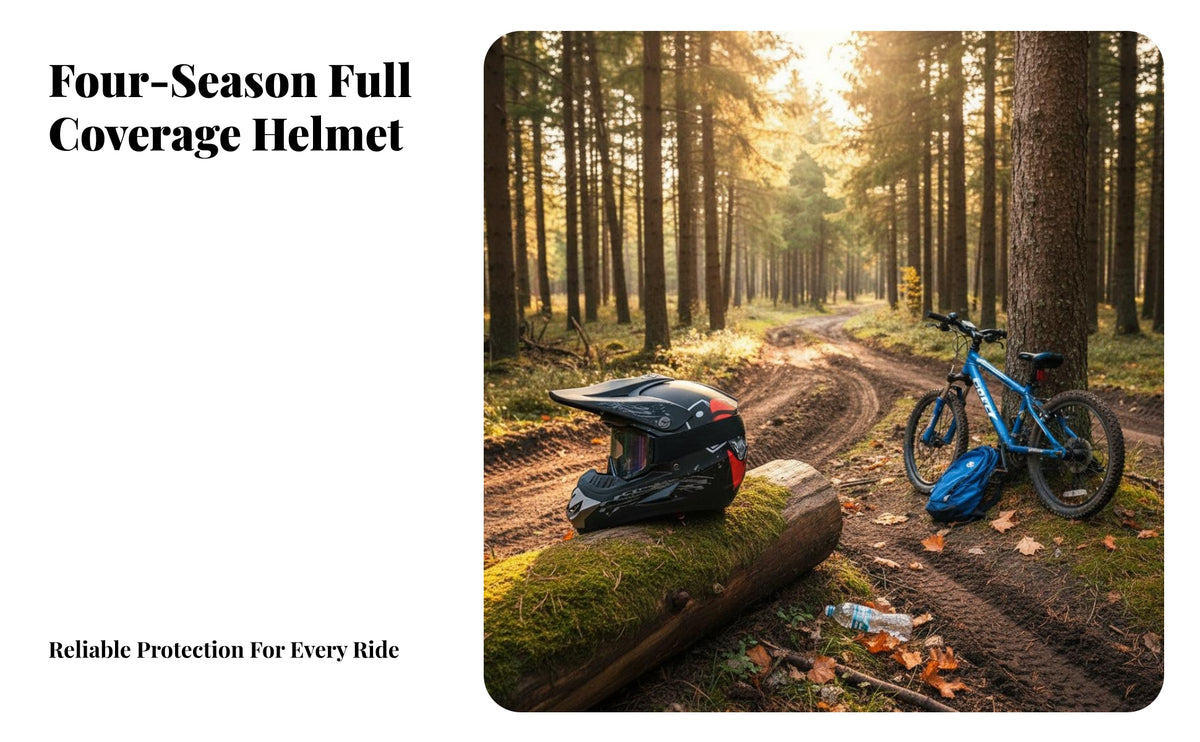 All-Season Kids Full Face Cycle Helmet Ventilation System Kids Full Face Motocross Helmet ABS Shell Lightweight for Students, Beginners, BMX, Four Wheeler Riding