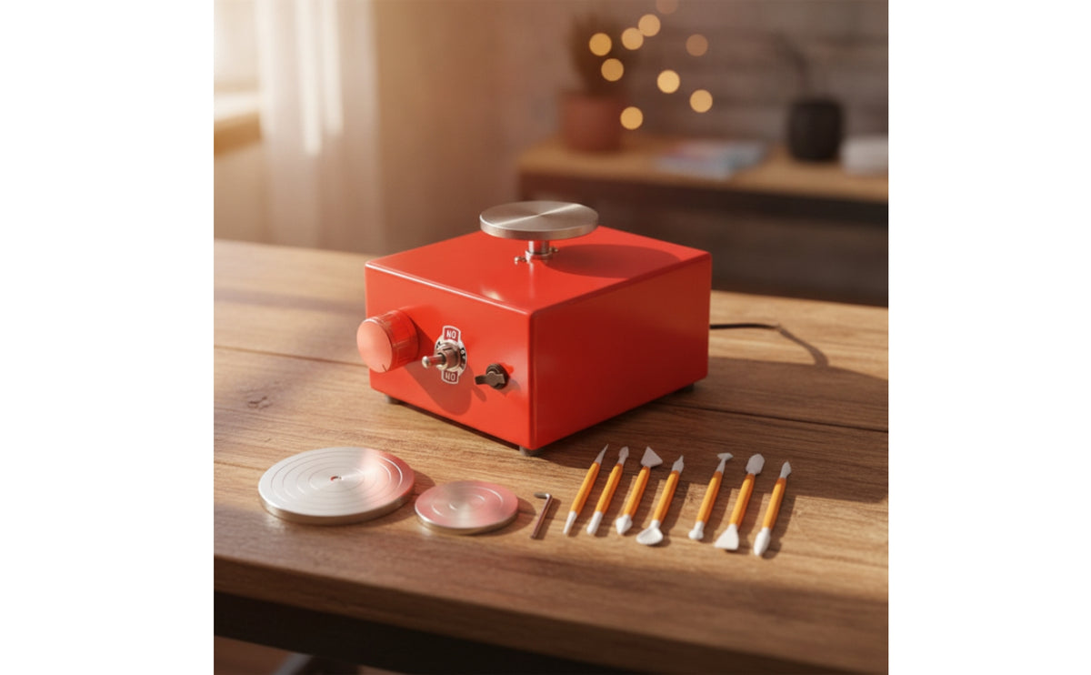 Compact Mini Pottery Wheel Portable Tabletop Pottery Wheel Stable Machinery Complete for Children