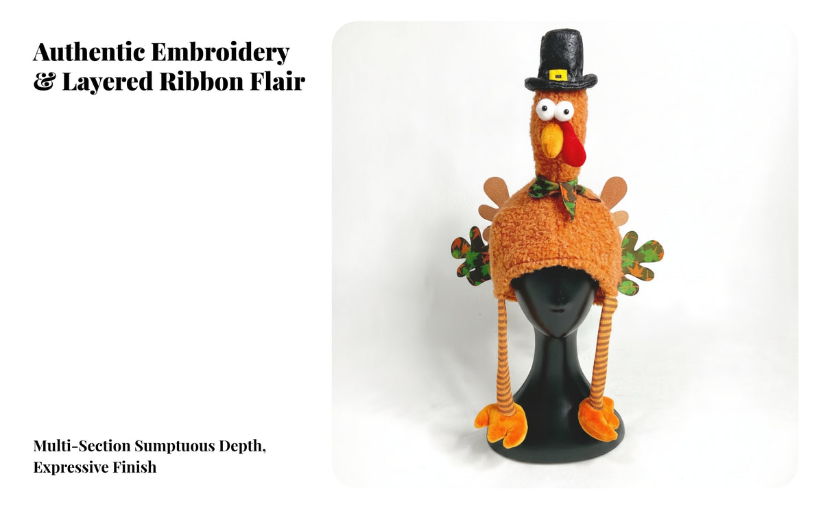 Comfortable Soft Turkey Hat | Hanging Striped Legs, Festive, for Holiday Gatherings
