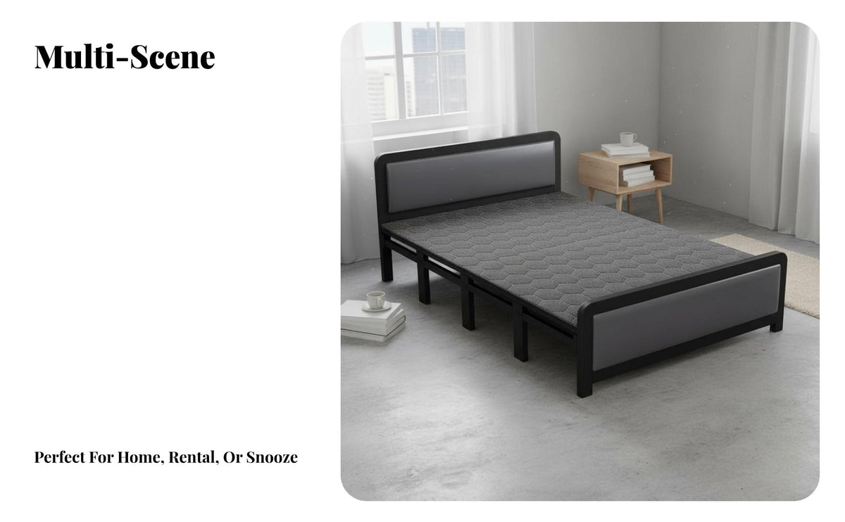 Four-Fold Bed Foldable Design Sleeping Furniture Space-Saving for Apartment Dwellers, Students, Rental House, Bedroom, Guest Room