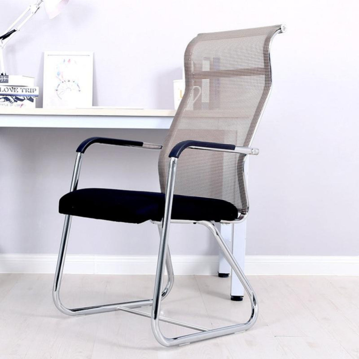 Wheeless Design High-Back Sled Base Chair Ergonomic Support Office Furniture Stable Construction Heavy Duty Frame for Conference Attendees, Students, Big and Tall Users, Reception Area, Waiting Room
