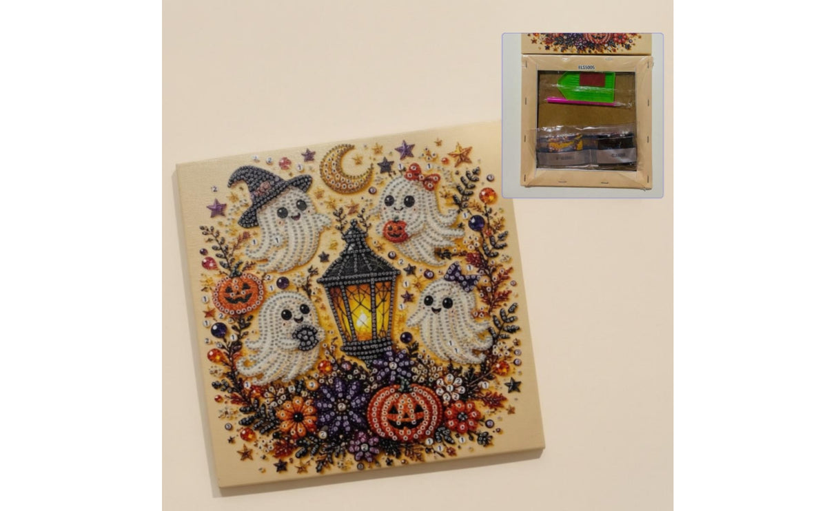 Halloween Specter Pearl Crafting Set Spooky Cute Spooky Figure Craft Kit with Frame Beaded Halloween DIY Panel for Crafters, Hobbyists