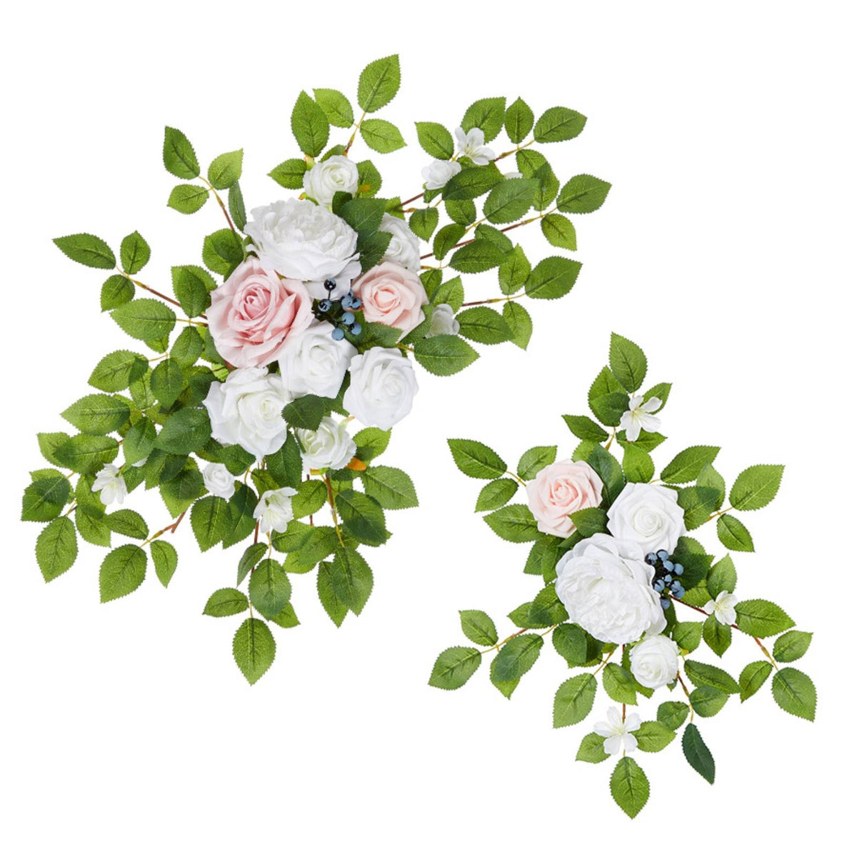Draped Wedding Arch Flowers with Textile White Floral Swag with Greenery Lightweight Artificial Flower Swag Reusable for Brides