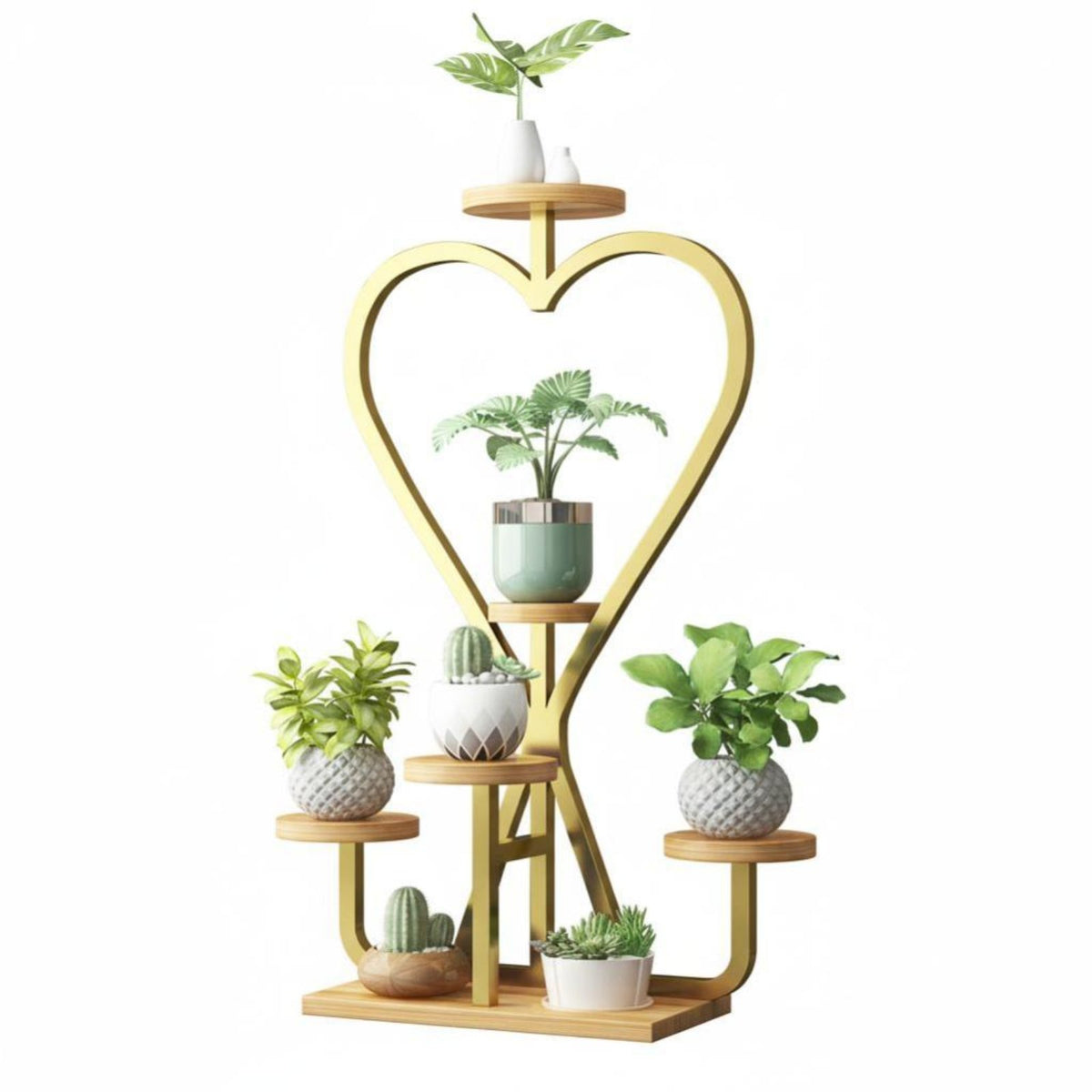 Comes with casters Multi-Tier Rolling Plant Stand Floor-Standing Wheeled Heartpattern Flower Rack Space-Saving Garden Accessory sturdy Duty for Gardeners, Homeowners, Florists