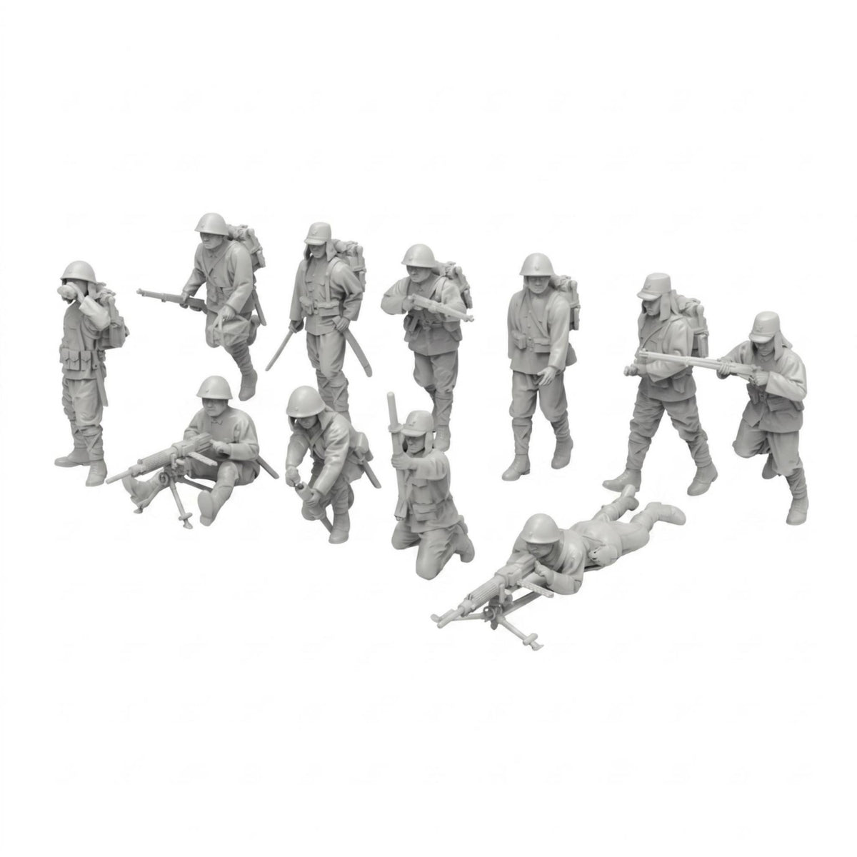 11 Pieces Unpainted Miniature Action figures One-Piece Resin Action figures Figurine Realistic Decor for Hobbyists