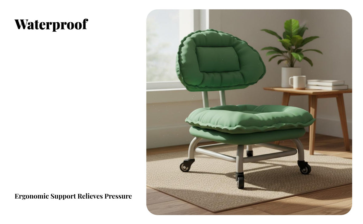 Rolling Stool with Backrest Extra Thick Cushion Cushi Single D Rolling Stool with Backrest Strong Load Bearing for Adults, Homemakers, Home, Bedroom