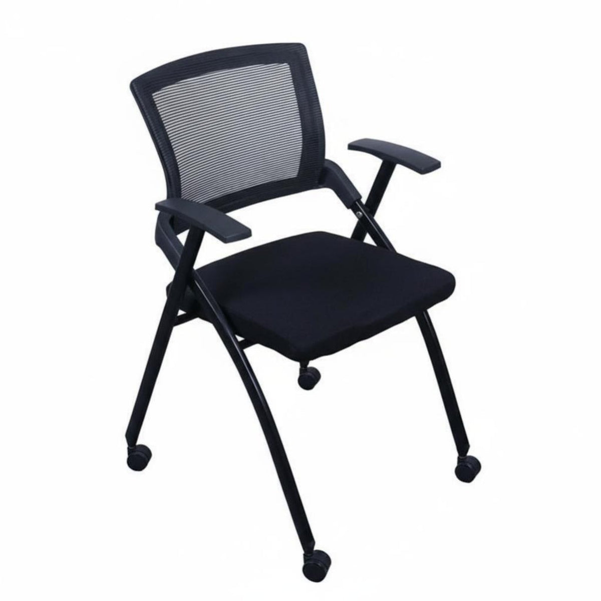 Foldable Rolling Chair with Writing Tablet Space-Saving Nesting Chair with Writing Tablet Ergonomic Design Training Seat for Students, Trainees, Event Attendees, Classroom, Conference Room, Lecture Hall, Lobby