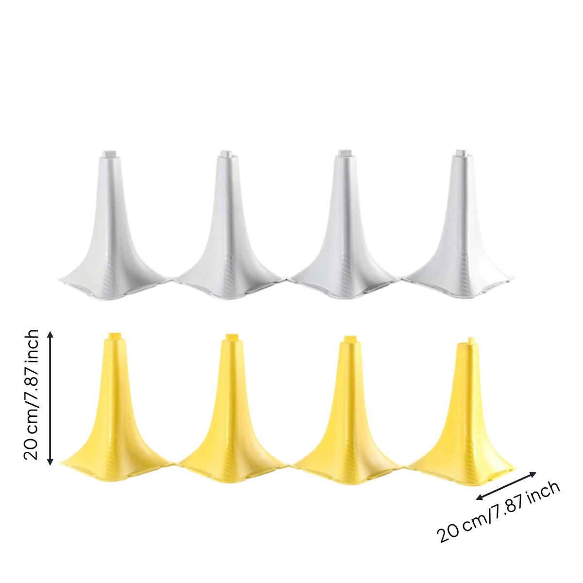 8 Pieces Agility Cone Training Cone Set White and Yellow Lightweight Stackable Training Markers