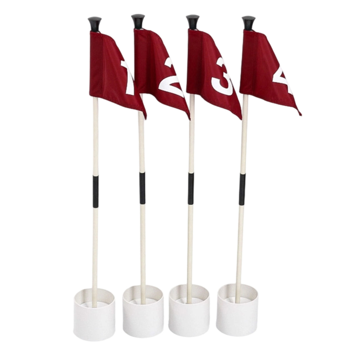 4 Pieces Numbered Flags Golf Practice Target Set White Cups Golf Putting Target Set Detachable Poles Sports Training Grip Sections