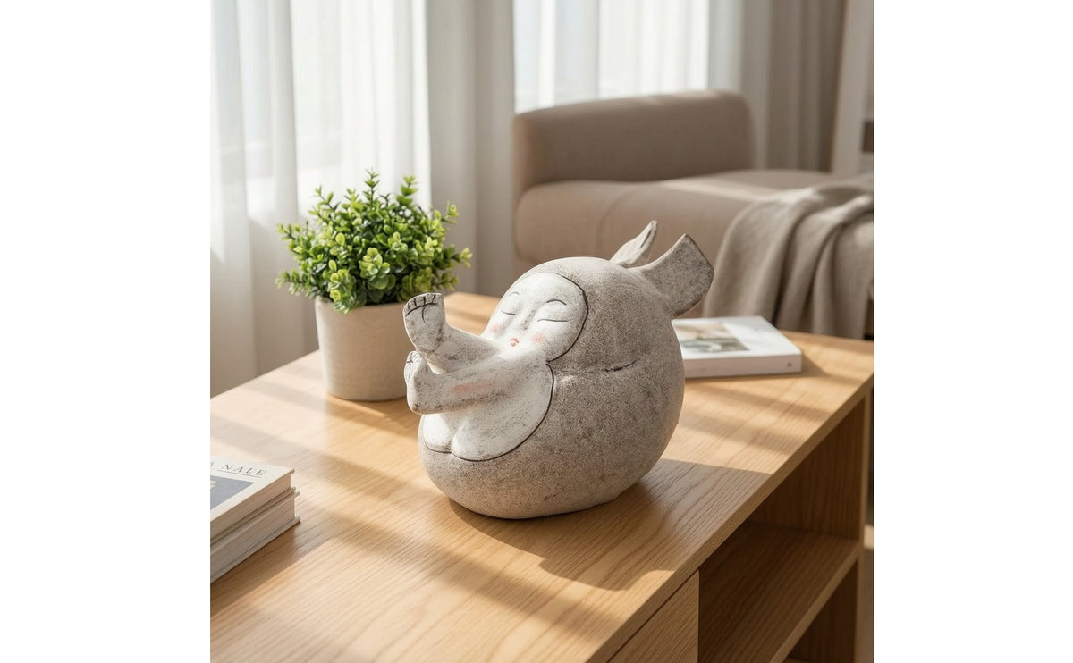 Ceramic Sculpture Whimsical Statue with Speckled Finish Quirky Monster Figurine for Interior Decorators, Living Room