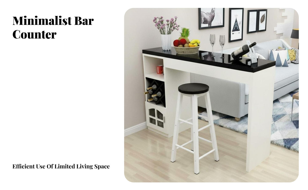 Modern Design Wall Bar Table Space Saving Bar Table with Storage Multi-Functional Room Divider Cabinet Solid Construction for Apartment Dwellers, Homeowners, Party Hosts, Entertainment Area