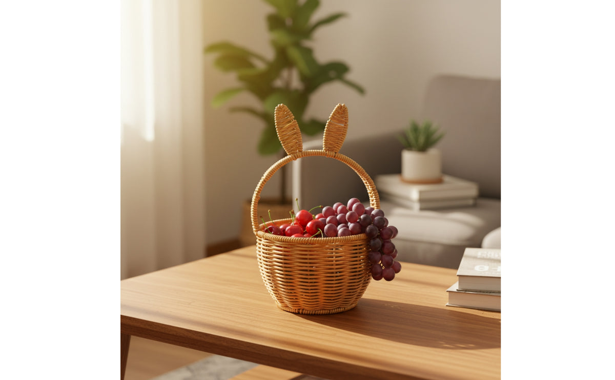 Cute Basket with Bunny Ears Small Basket with Rabbit Ears Lightweight Compact for Picnic