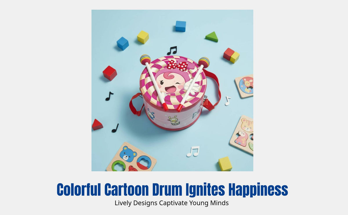 Children's Double-Sided Cartoon Snare Drum, Percussion Hand Drum, Orff Music, Preschool