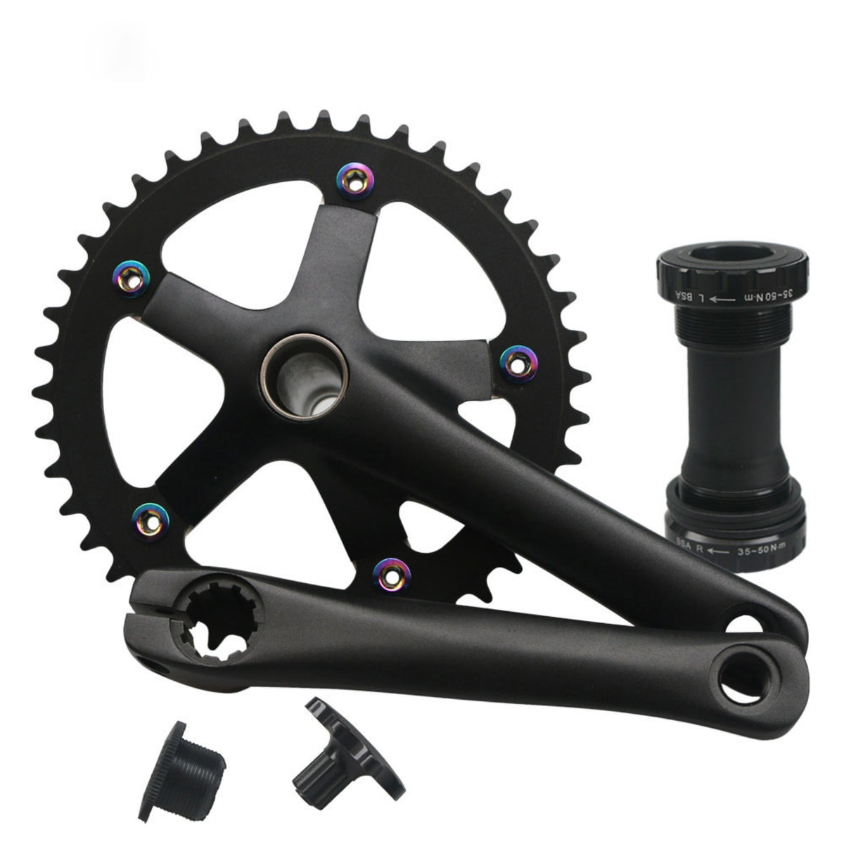 Bike Crankset with Bottom Bracket 130 Crankset with Bottom Bracket High-Strength for Commuters