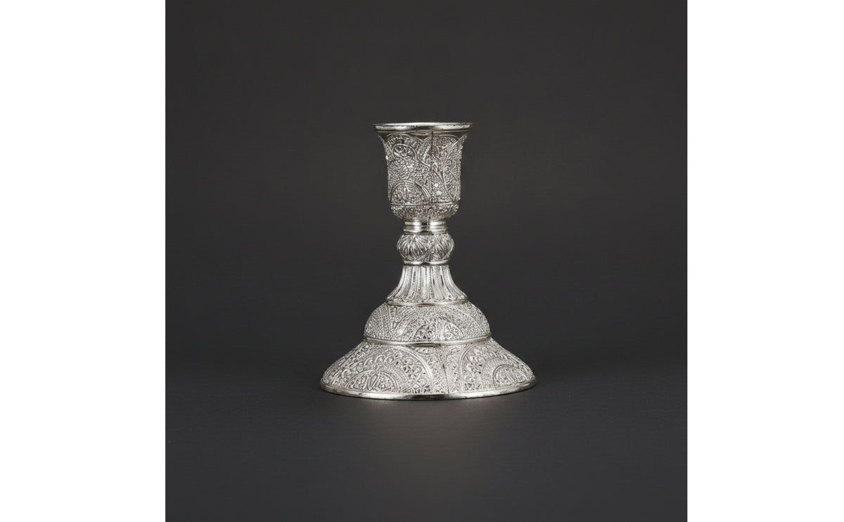 Ornate Candlestick Holder Shiny Candle Holder with Round Base Classic Sturdy for Dining Table