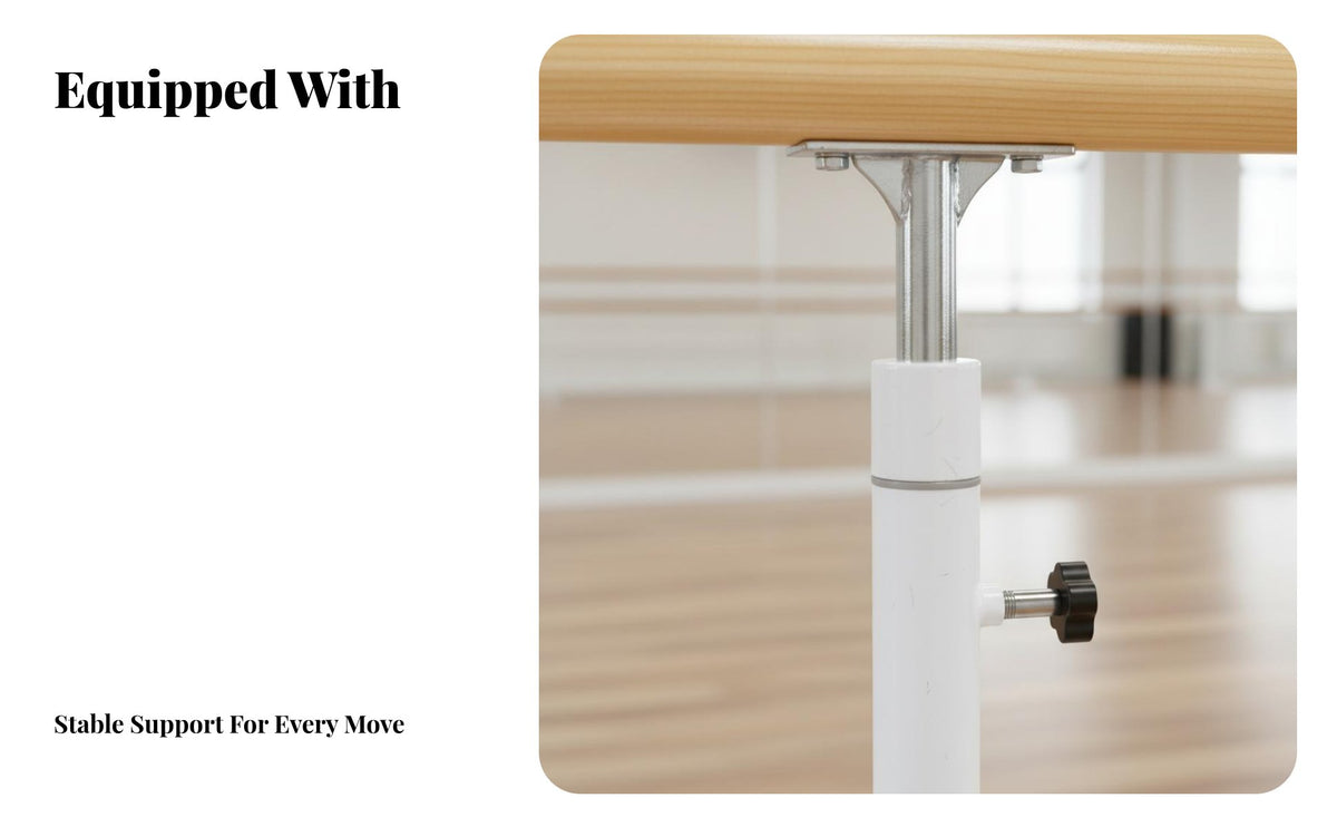 Adjustable Height Practice Barre Anti-Slip Base Adjustable Height Barre Steel Core Reinforced Freestanding Dance Bar for Dancers, Beginners, Gym