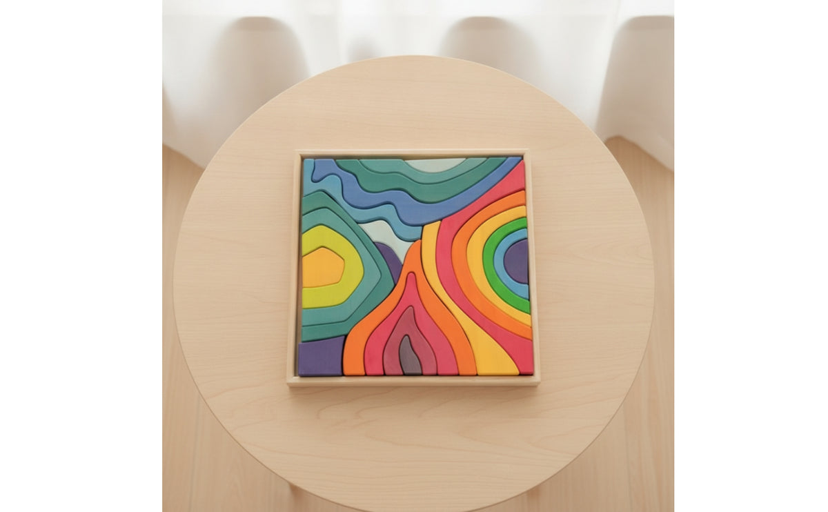 Stacking Puzzle Educational Wooden Puzzle Brain Teaser Natural Wood Screenunrestricted for Children, Playroom, Classroom