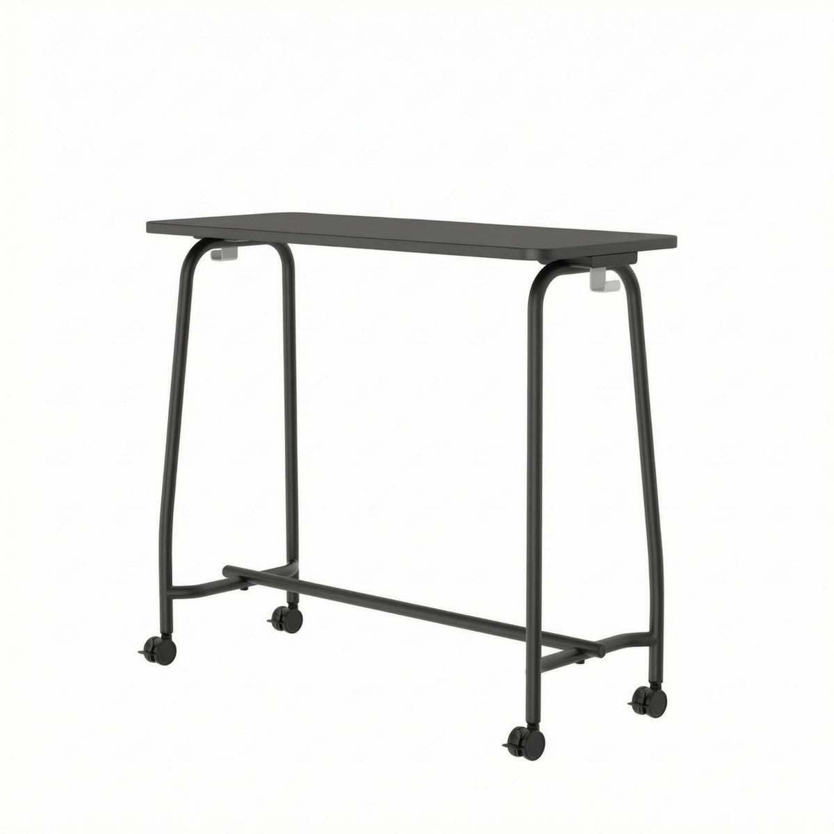 Mobile Training Desk Black Metal Frame Rectangular Training Desk Flat Tabletop Mobile Conference Table for Classroom