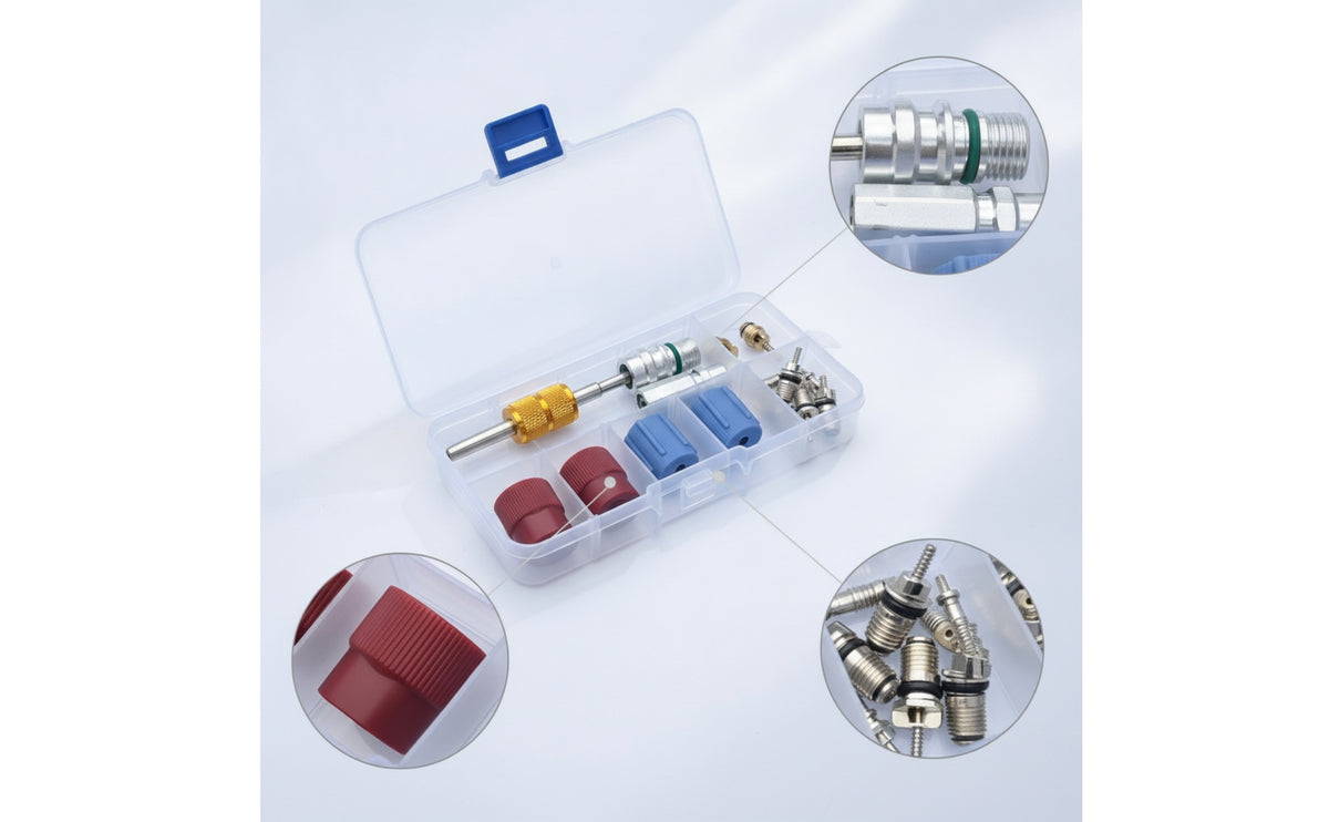 17 Pieces Climate Control Port Core Kit with Remover Tool Dust Cap Set Compact Hardware for Garage